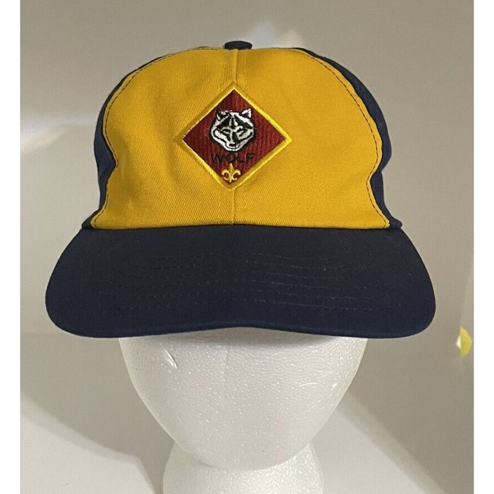 Vtg Boy Scouts of America BSA S/M Wolf Cub Scout Blue Hat Cap Adjustable     C2